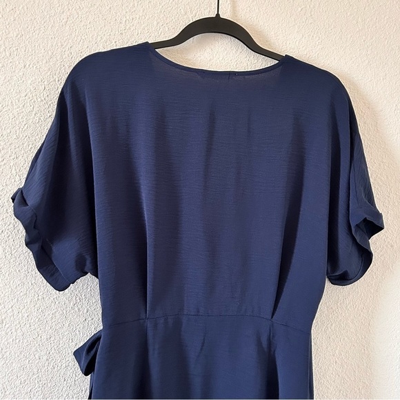 LUSH Rolled Wrap Dress Sleeves Navy Blue Women Size XL - Picture 9 of 12